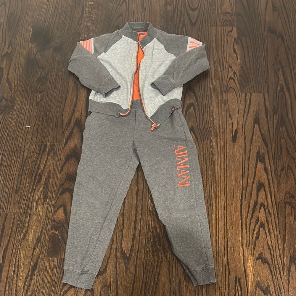 Giorgio Armani Kids Gray and Orange Jogger Set